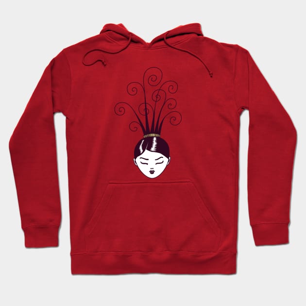 Swirly Weird Hairstyle Hoodie by Boriana Giormova